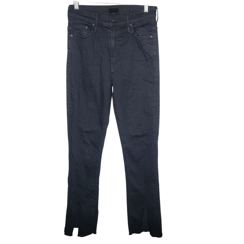 MOTHER The Insider Slit Ankle Fray Black Women's Denim Stretch Jeans Size 27‎